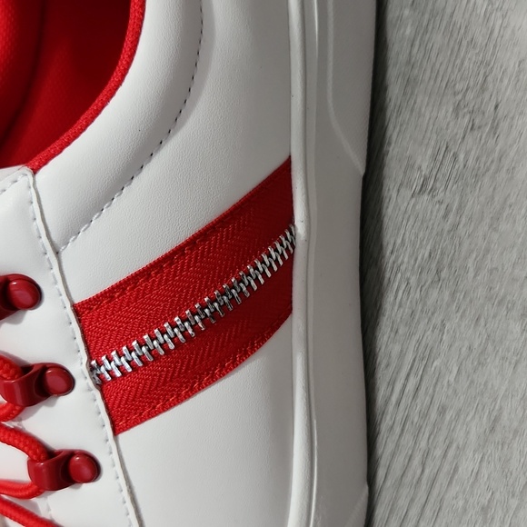 Journee Arden White and Red Sneakers with Silver Zipper Sides Womens Size 8 - Picture 5 of 11